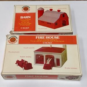 VTG Bachmann Plasticville O Scale Barn and Fire House Building Kits *Incomplete*